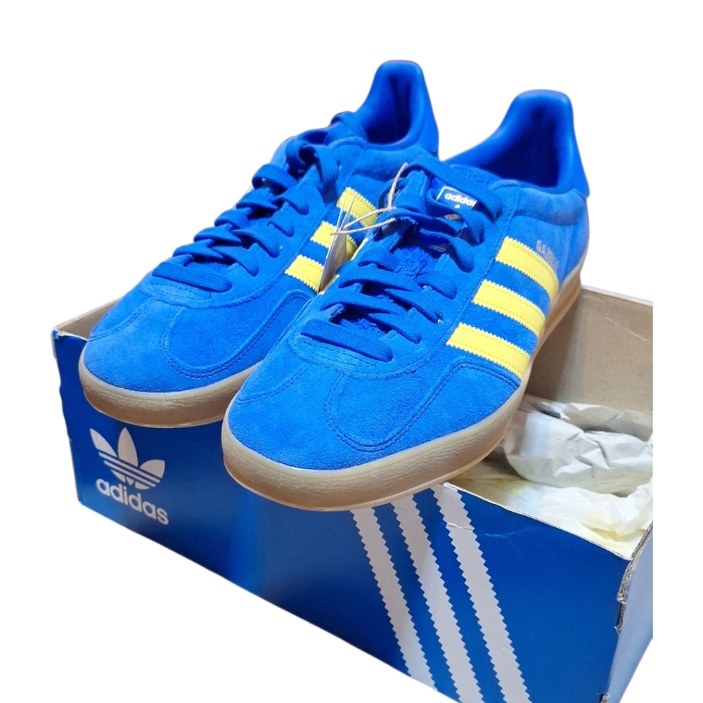 Adidas Indoor Gazelle Size 10.5W/11.5 M Blue/Yellow NWT NIB - Picture 10 of 12